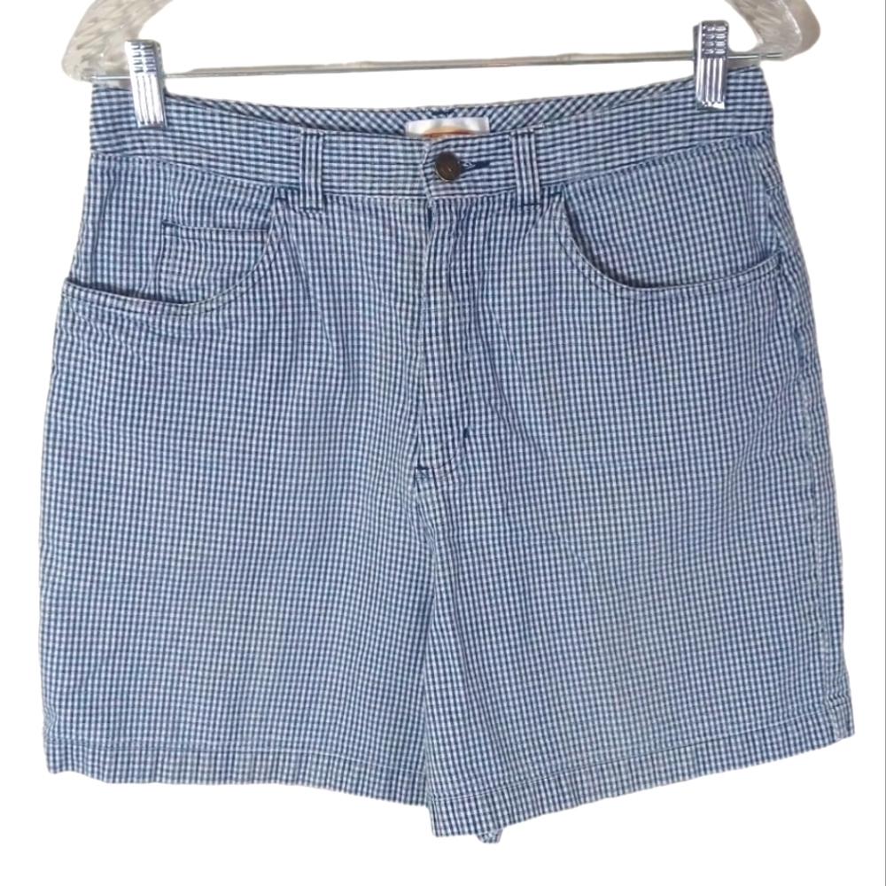 Talbots High Rise Blue and White checkered cotton shorts‎ 5" inseam size 12